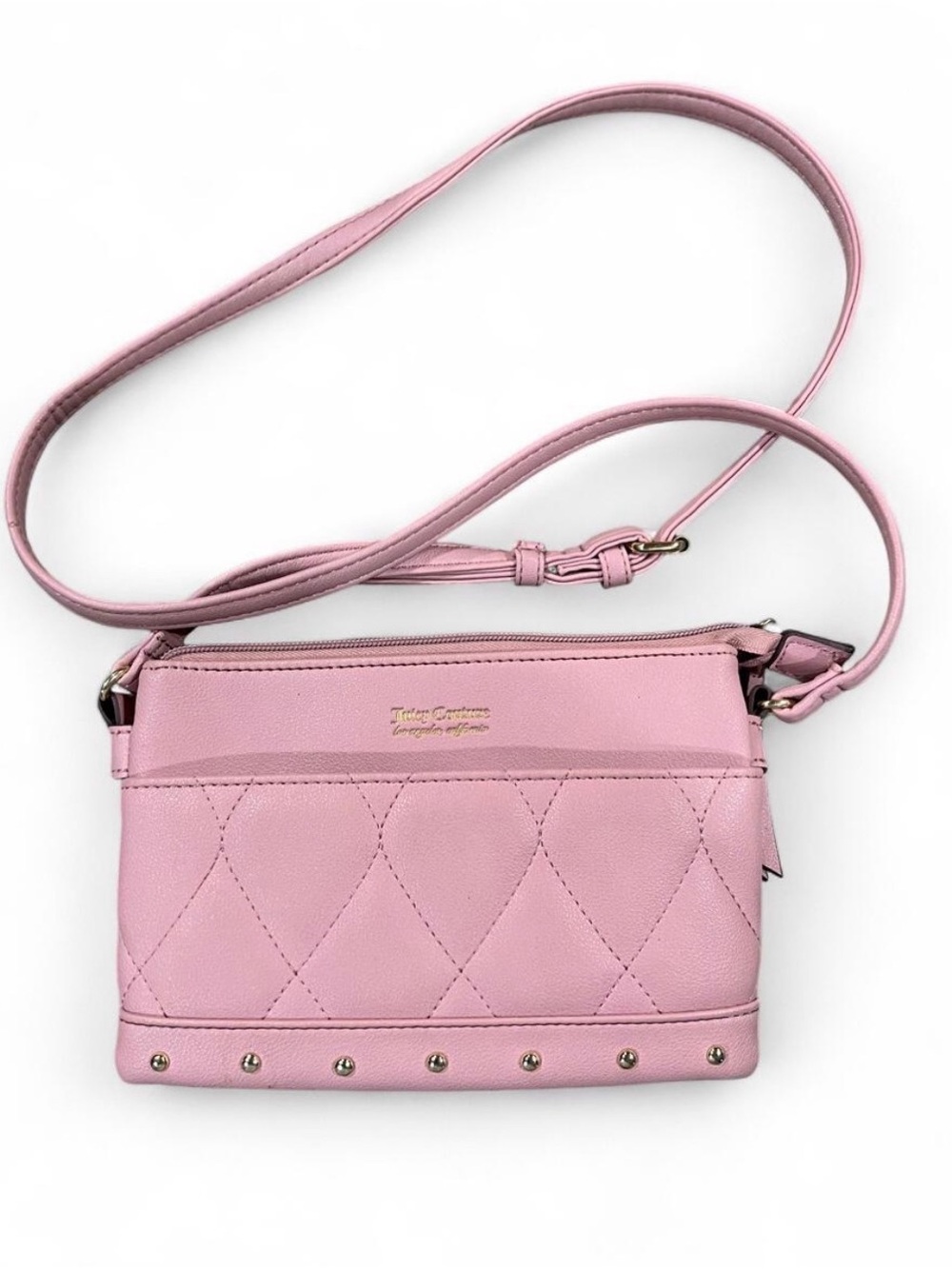 Pink Quilted Juicy Couture Crossbody Bag with Gold Stud Detail